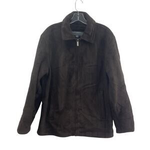Perry Ellis Portfolio Women's Faux Fur Lined Zip Brown Bomber Jacket S Polyester